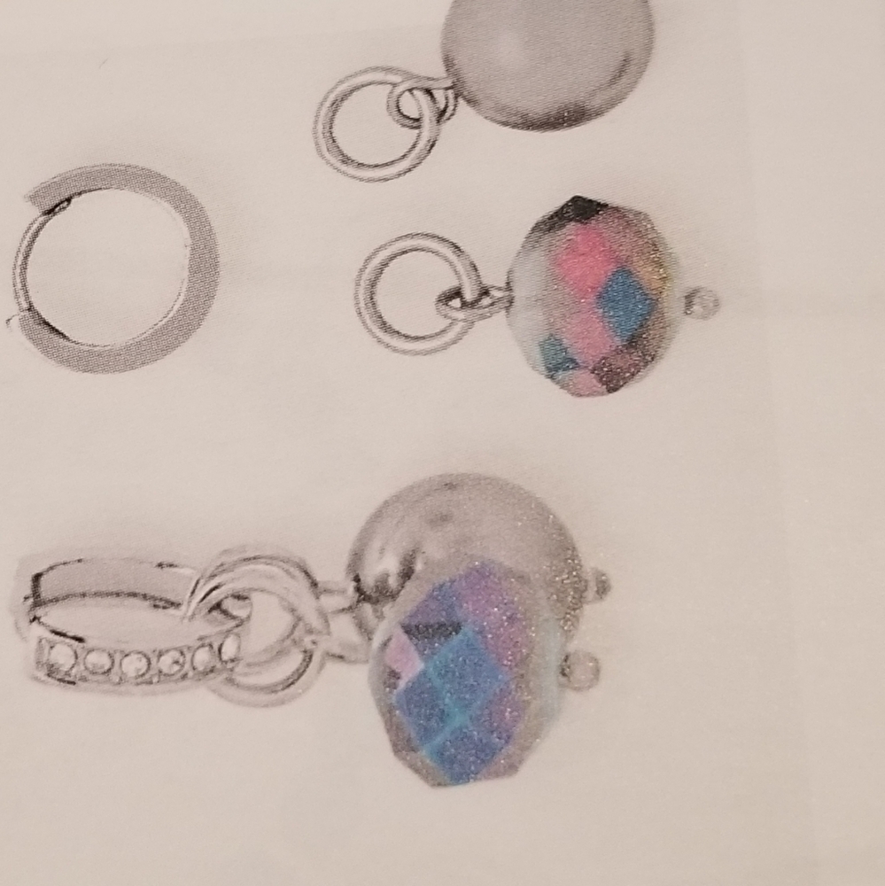 Earring set, blue and silver-gray beads